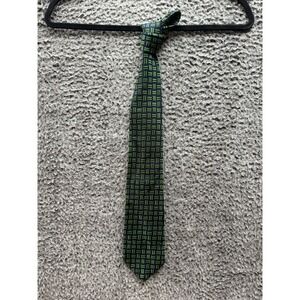 Vintage Burberry Classic Geometric Allover Print Necktie Green